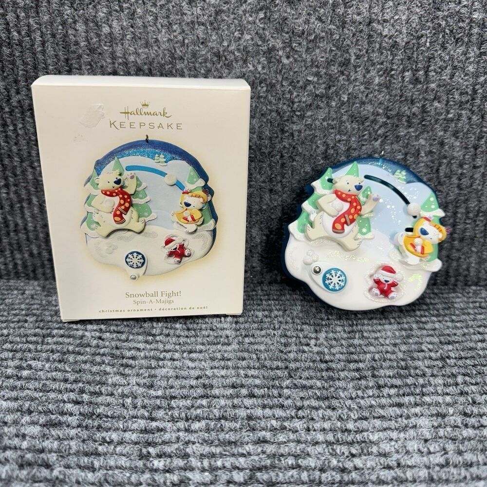 Hallmark Keepsake Ornament 2008  Spin-A-Majigs Snowball Fight Polar Bears